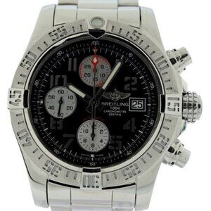 Breitling Men's 43mm Super Avenger II Black Dial Auto Chrono Swiss Watch A13381!
